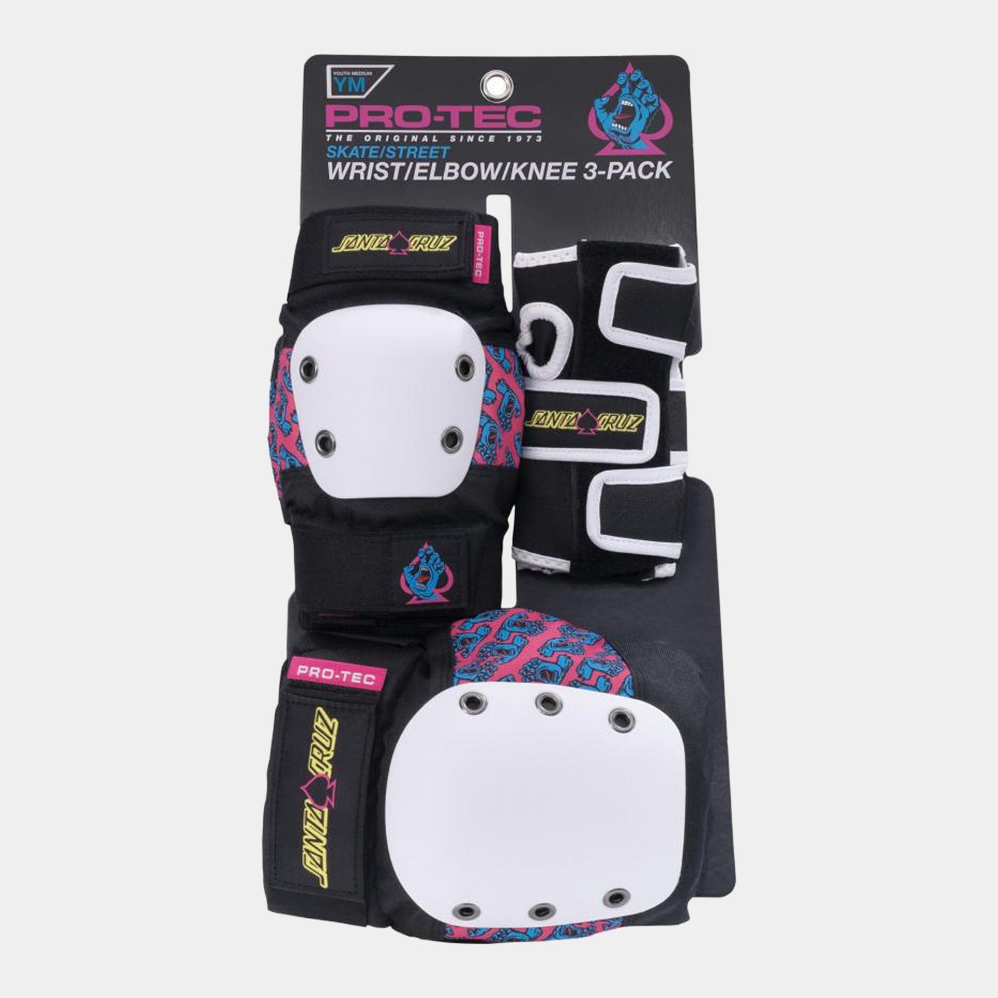 Street Adult 3-PK Pad Set X Santa Cruz - Black/White/Pink